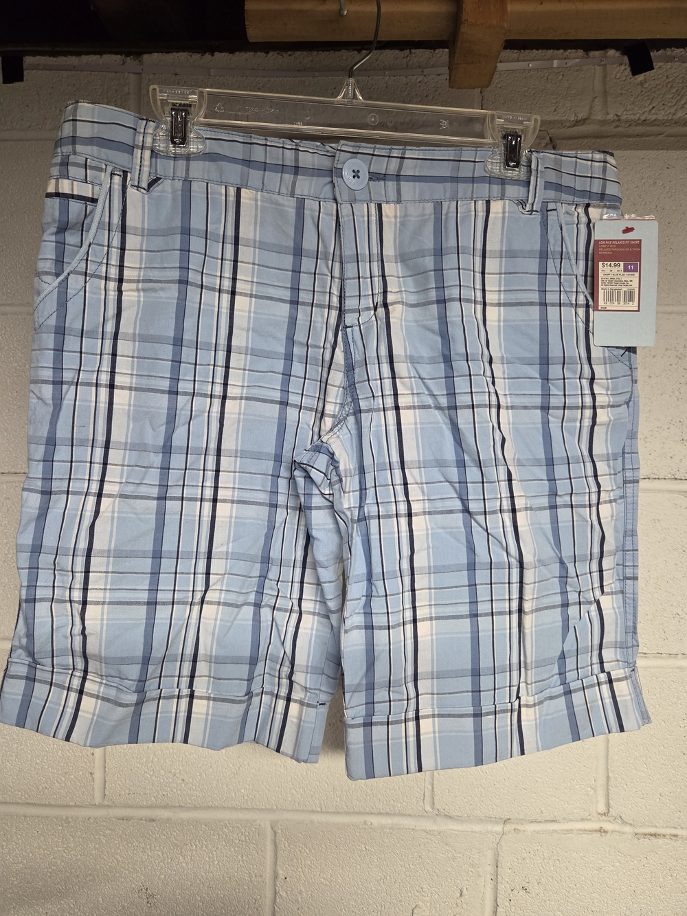 NWT Mossimo Supply Co. Light Blue Plaid Low Rise Relaxed Fit Women’s Shorts